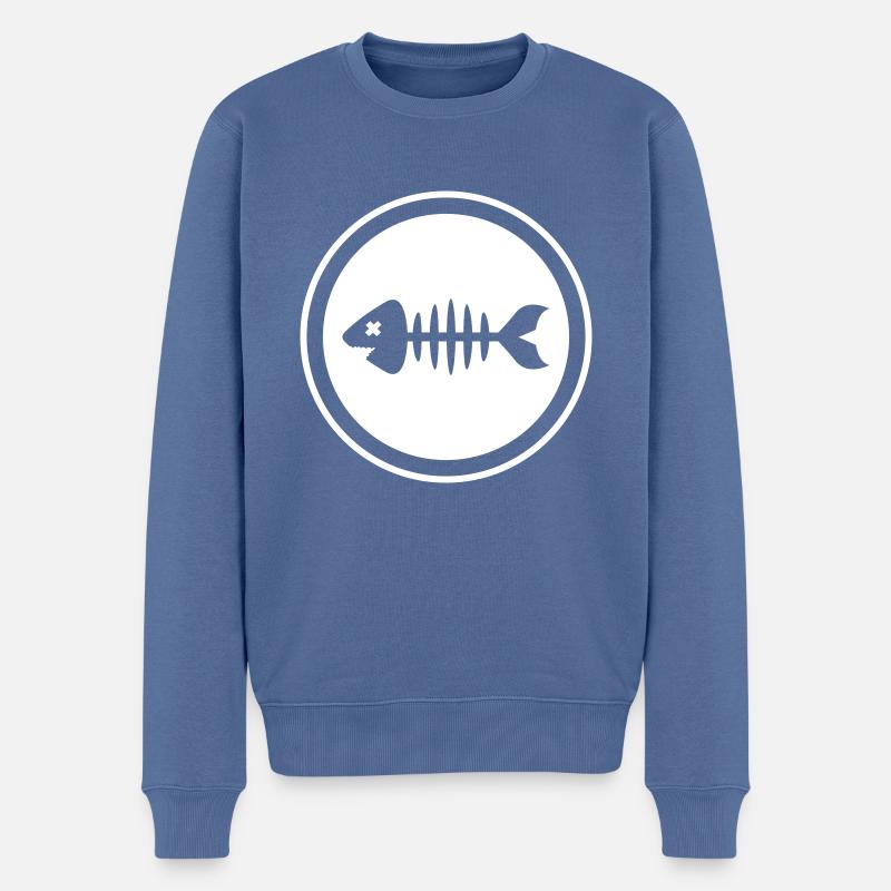 Os d’os symbole de poisson - Pull Premium bio Homme - bleu pigeon