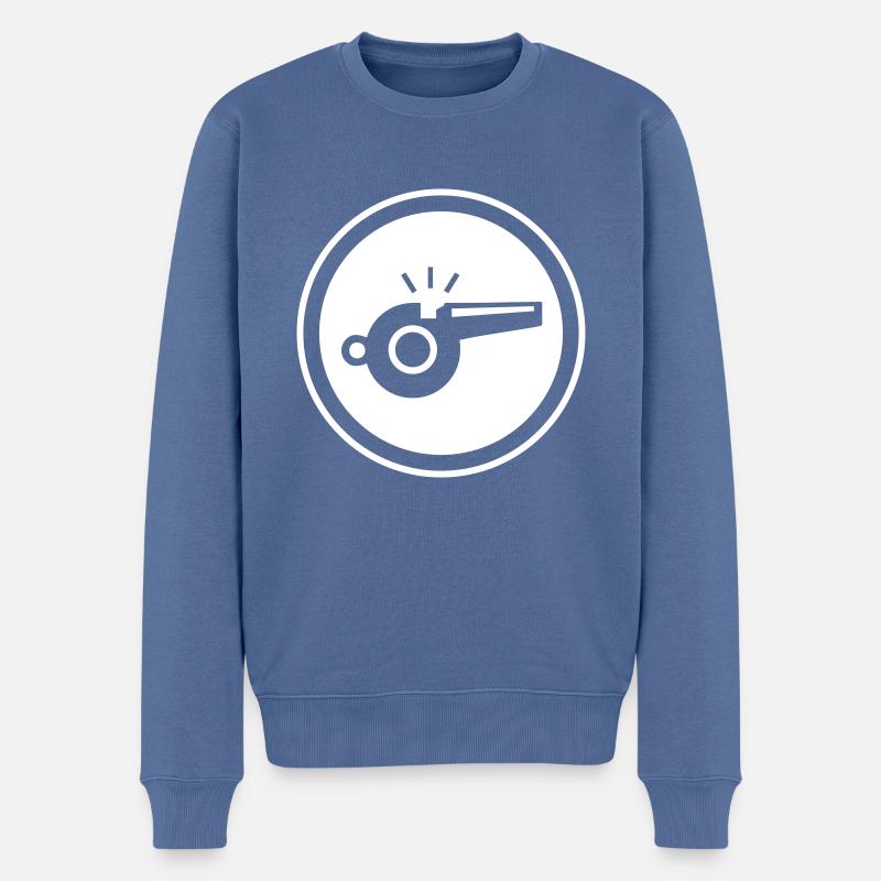 Trillerpfeife Pfeife - Männer Premium Bio Pullover - Taubenblau