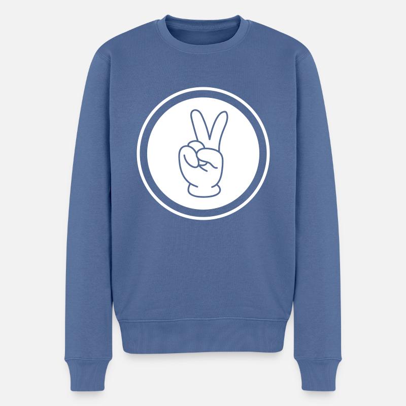 Peace Hand Comic - Männer Premium Bio Pullover - Taubenblau