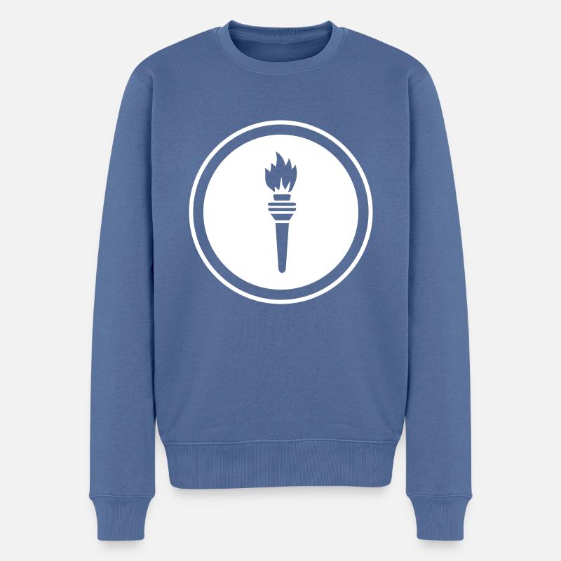 Flamme Symbol - Männer Premium Bio Pullover - Taubenblau