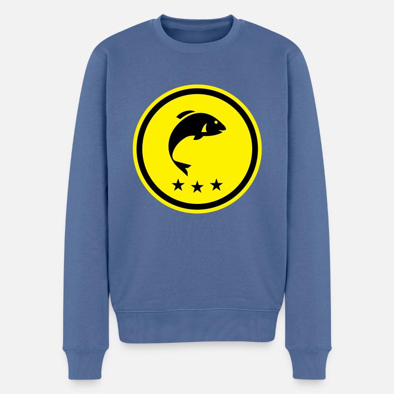 Fisch Symbol - Männer Premium Bio Pullover - Taubenblau