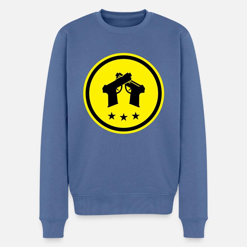 Pistol Symbol - Men's Premium Organic Jumper - stone blue