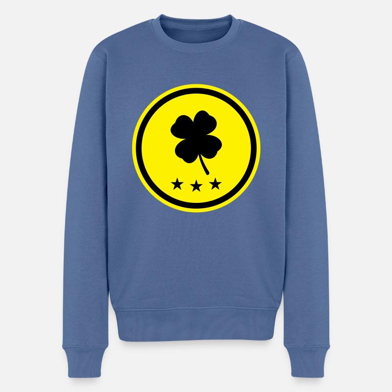 Kleeblatt Glück - Männer Premium Bio Pullover - Taubenblau