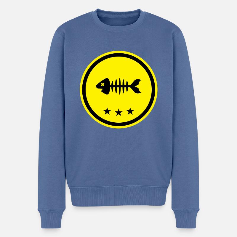 Os d’os symbole de poisson - Pull Premium bio Homme - bleu pigeon