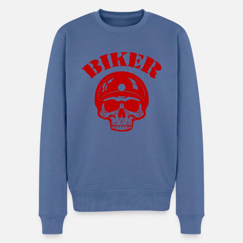 Skeleton Biker - Pull Premium bio Homme - bleu pigeon