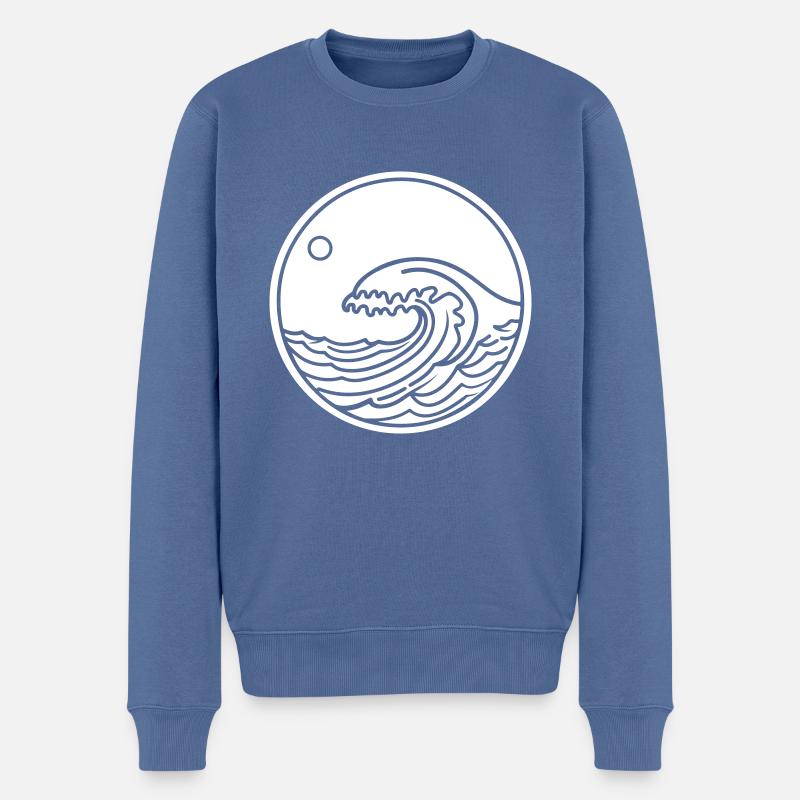 Vague, Mer, Océan, Eau - Pull Premium bio Homme - bleu pigeon