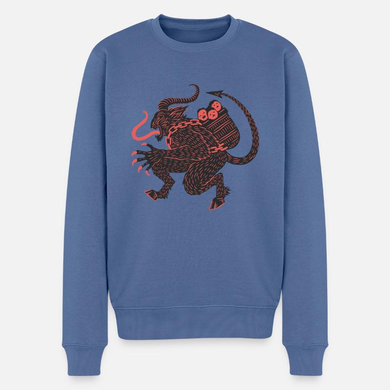 Okkulter Krampus Anti-Weihnachts-Dämon - Männer Premium Bio Pullover - Taubenblau
