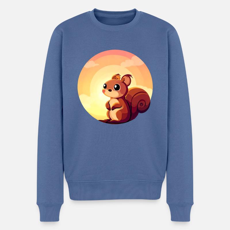Eichhörnchen Rundes Sunset Design - Männer Premium Bio Pullover - Taubenblau
