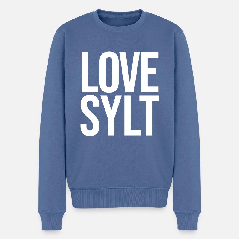 LOVE SYLT - Männer Premium Bio Pullover - Taubenblau
