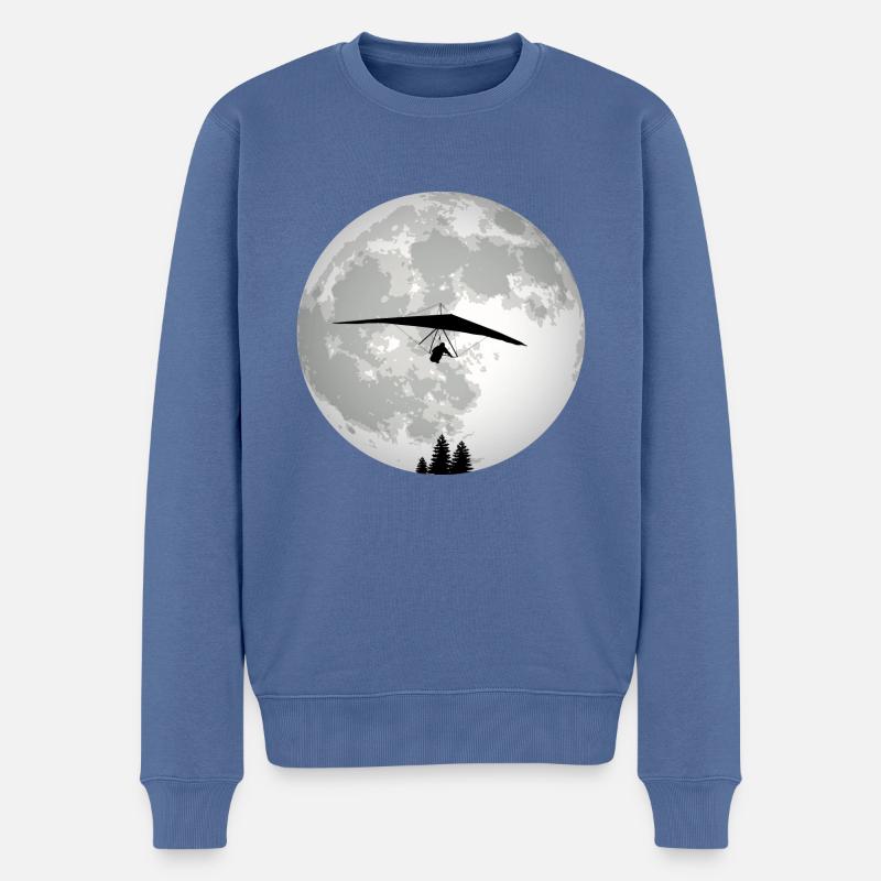 Retro Graphic Paragliding Paraglider Parachute Sky - Männer Premium Bio Pullover - Taubenblau