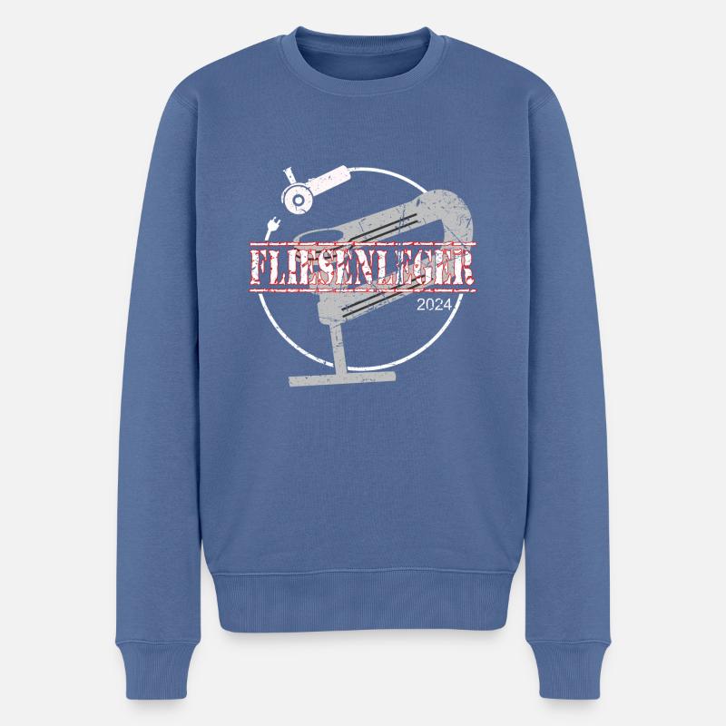 Fliesenleger 2024 - Männer Premium Bio Pullover - Taubenblau