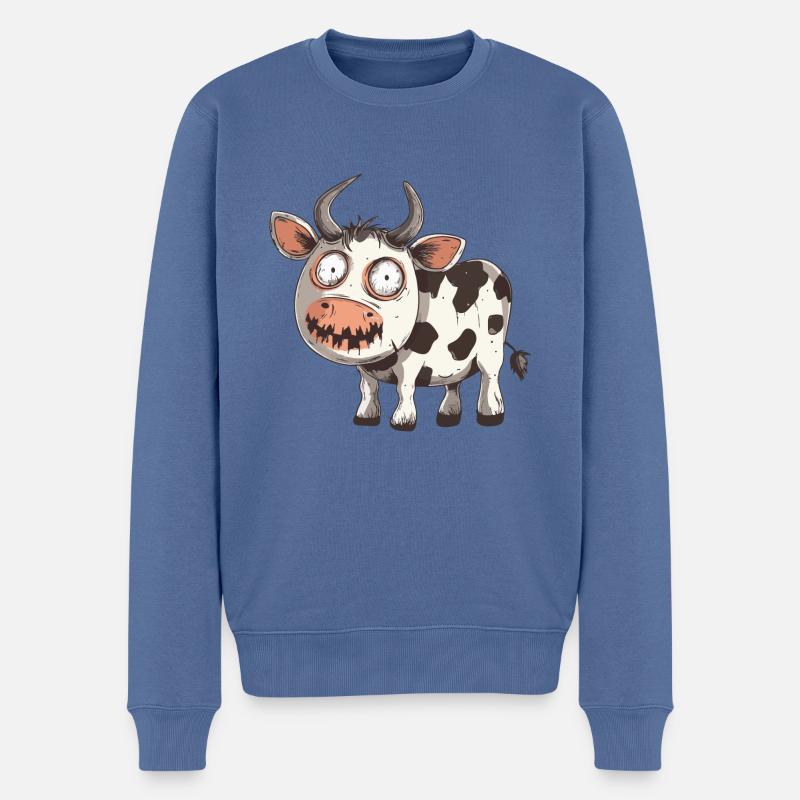 Vache Halloween Zombie - Pull Premium bio Homme - bleu pigeon