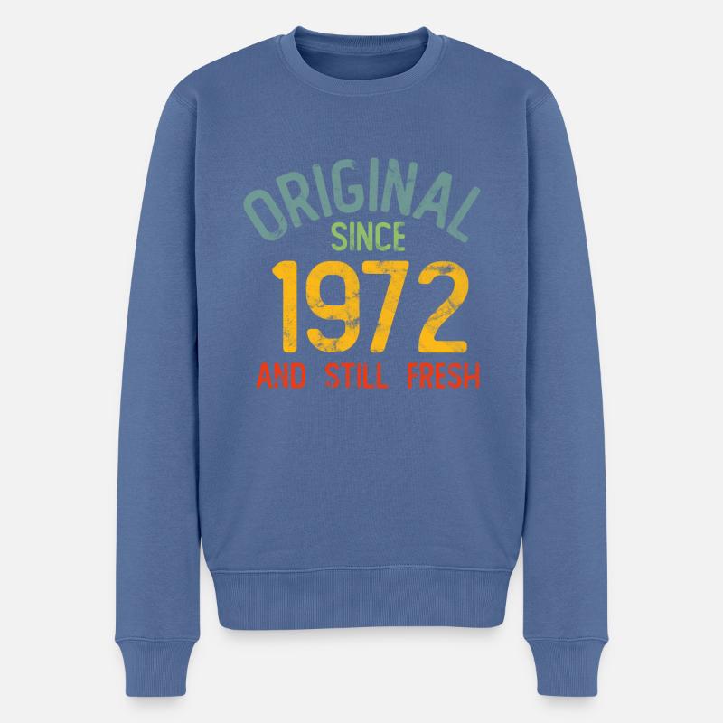 1972 Anniversaire - Pull Premium bio Homme - bleu pigeon