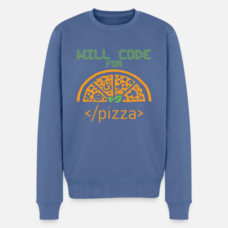 Codera pour Pizza Programmer Nerd Developer - Pull Premium bio Homme - bleu pigeon