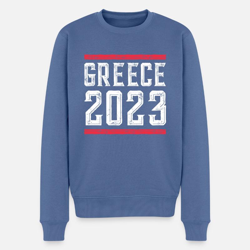 Greece 2023 - Männer Premium Bio Pullover - Taubenblau