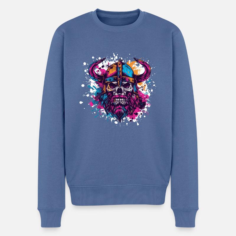 Wikinger Skelett - Männer Premium Bio Pullover - Taubenblau