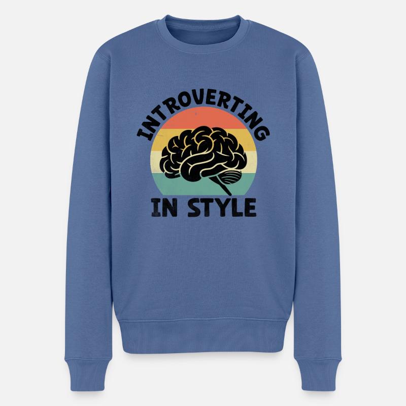 Introvertierte Sprüche für Introvertierte - Männer Premium Bio Pullover - Taubenblau