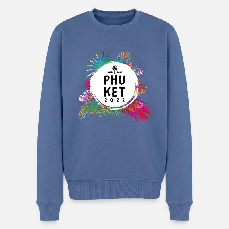 Phuket 2022 Bunt - Männer Premium Bio Pullover - Taubenblau