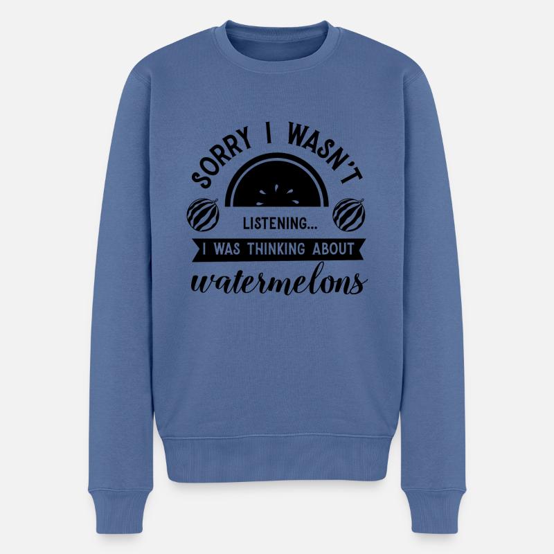 Penser aux melons Pastèques tropicales - Pull Premium bio Homme - bleu pigeon