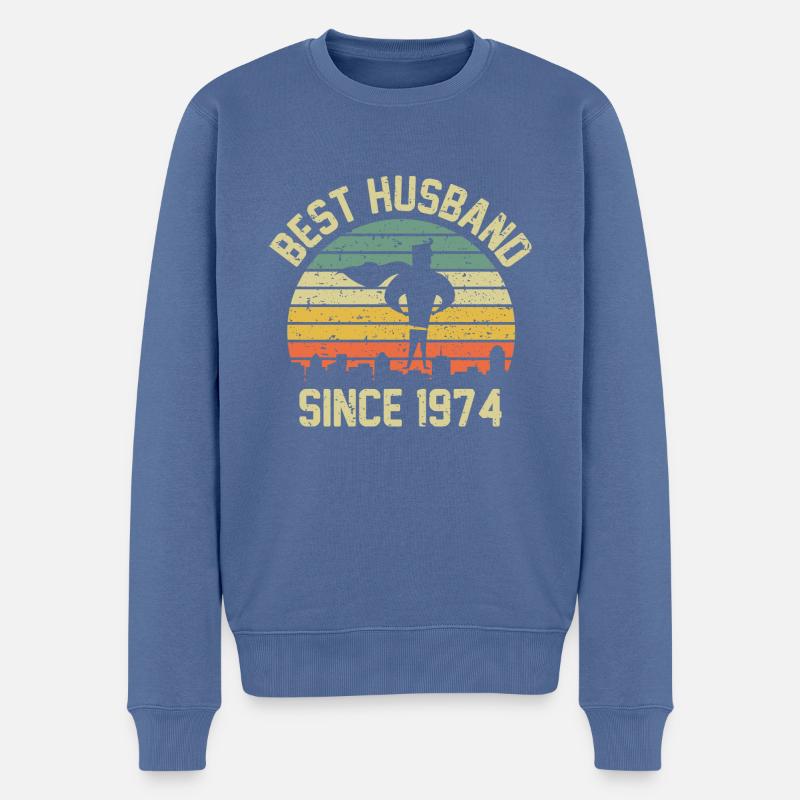 Best Husband Since 1974 wedding anniversary - Männer Premium Bio Pullover - Taubenblau