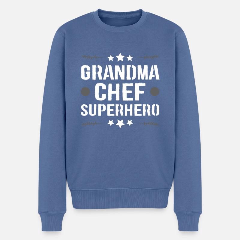 Oma Chef Superheld - Männer Premium Bio Pullover - Taubenblau