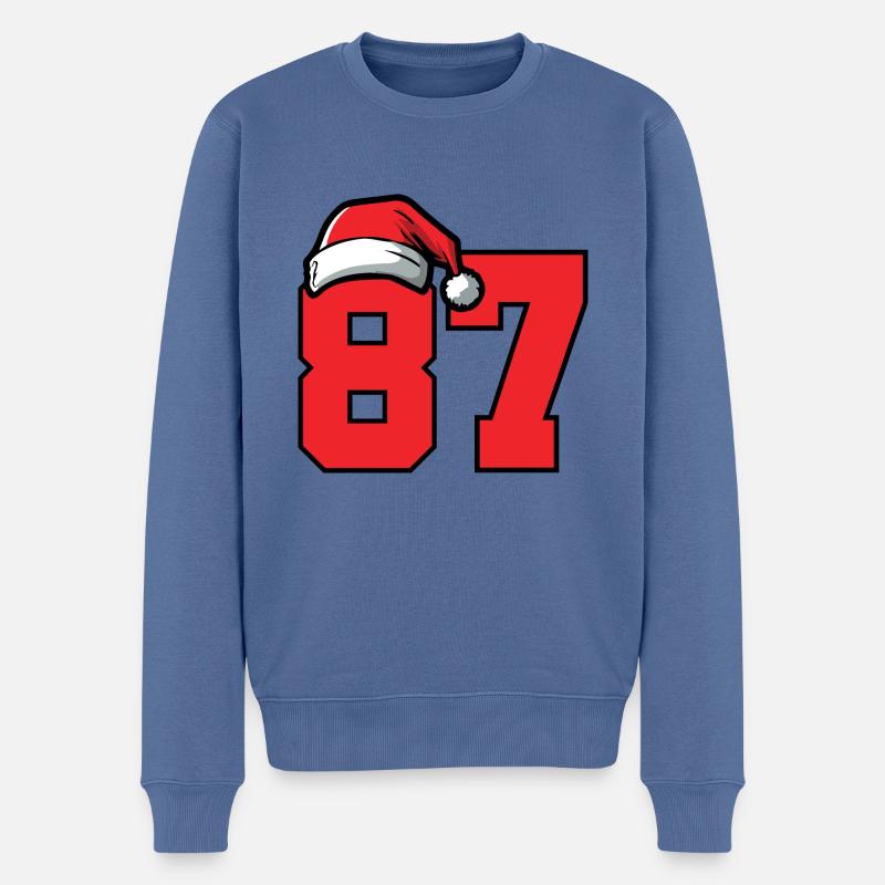 87 Numéro Noël - Pull Premium bio Homme - bleu pigeon