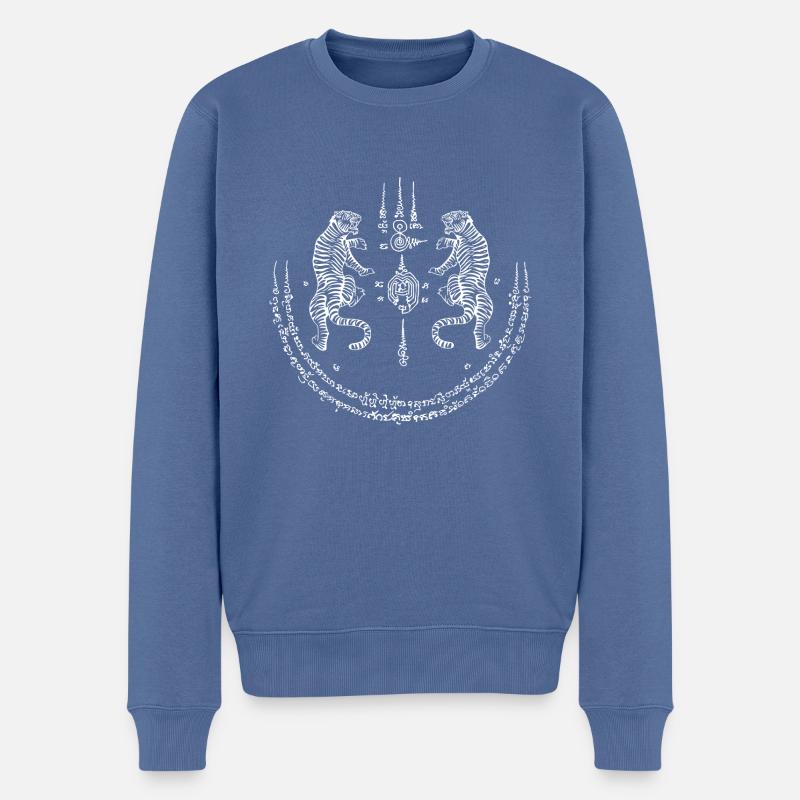 Muay Thai Sak Yant - Männer Premium Bio Pullover - Taubenblau