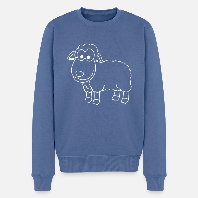 Schaf Comic Tier - Männer Premium Bio Pullover - Taubenblau