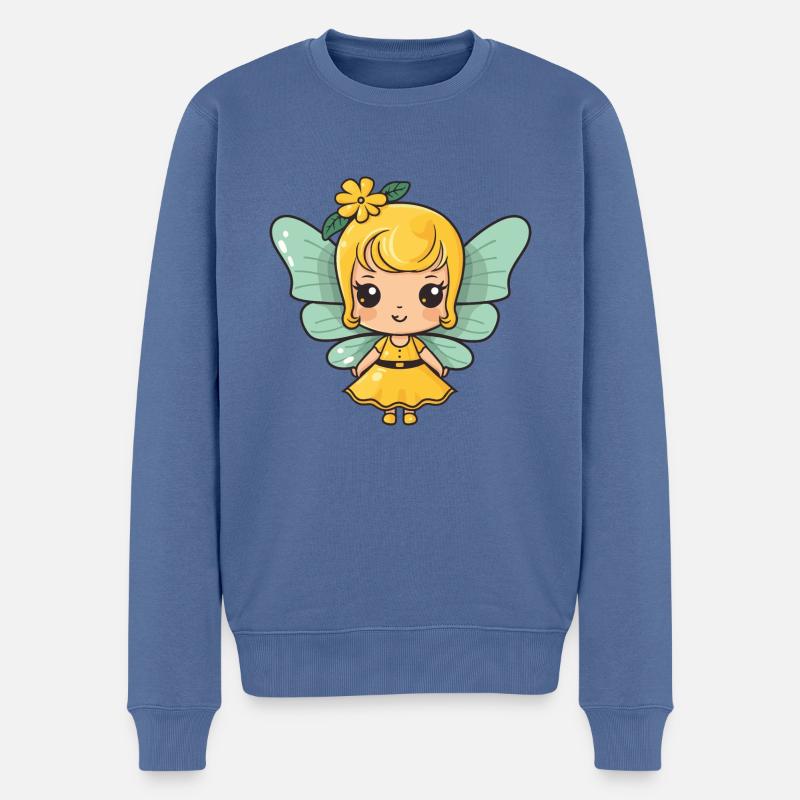 Fee Comic Niedlich - Männer Premium Bio Pullover - Taubenblau