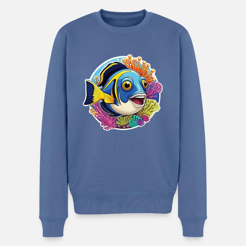 Bunter Korallenfisch und Seeanemonen - Männer Premium Bio Pullover - Taubenblau