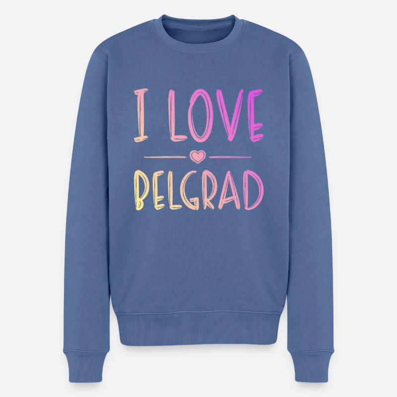 I Love Belgrad - Männer Premium Bio Pullover - Taubenblau