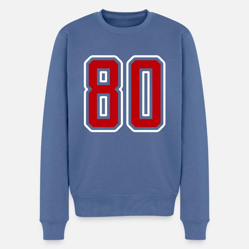 Symbole de nombre 80 - Pull Premium bio Homme - bleu pigeon