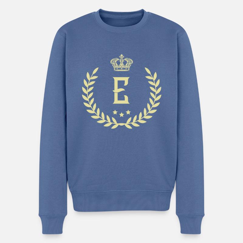 E Buchstabe Kranz - Männer Premium Bio Pullover - Taubenblau