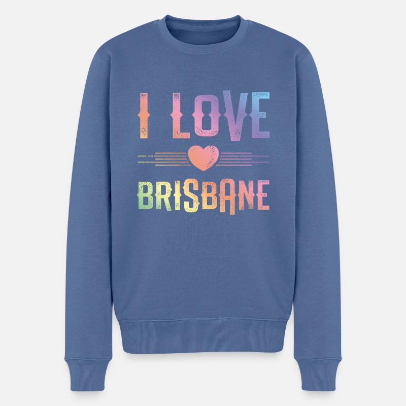 I Love Brisbane - Männer Premium Bio Pullover - Taubenblau