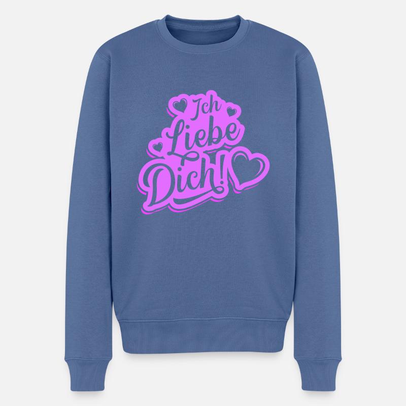 Je t’aime la Saint-Valentin - Pull Premium bio Homme - bleu pigeon