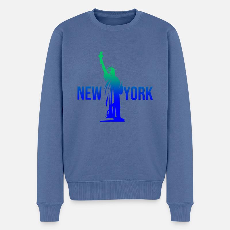 NEW YORK - Männer Premium Bio Pullover - Taubenblau