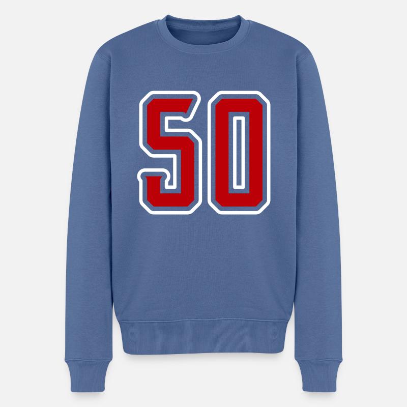 Symbole de nombre 50 - Pull Premium bio Homme - bleu pigeon