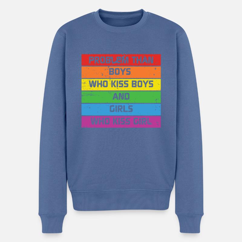 LBGT Flag Gay Pride Human Vintage Rainbow - Männer Premium Bio Pullover - Taubenblau