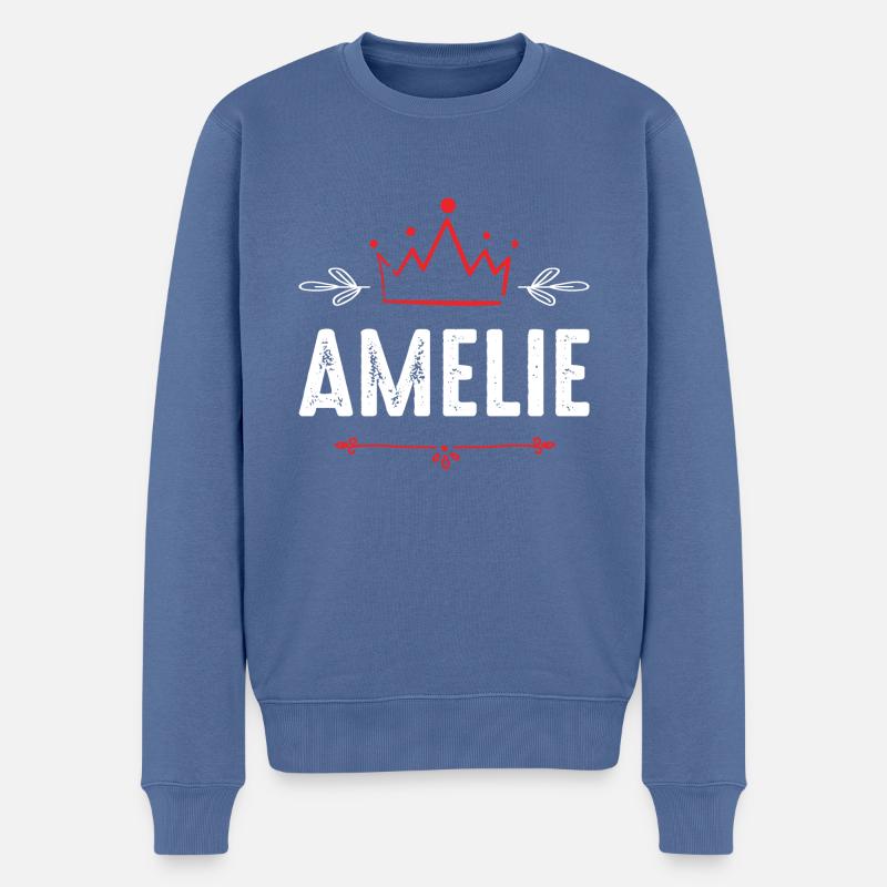 Amelie - Männer Premium Bio Pullover - Taubenblau