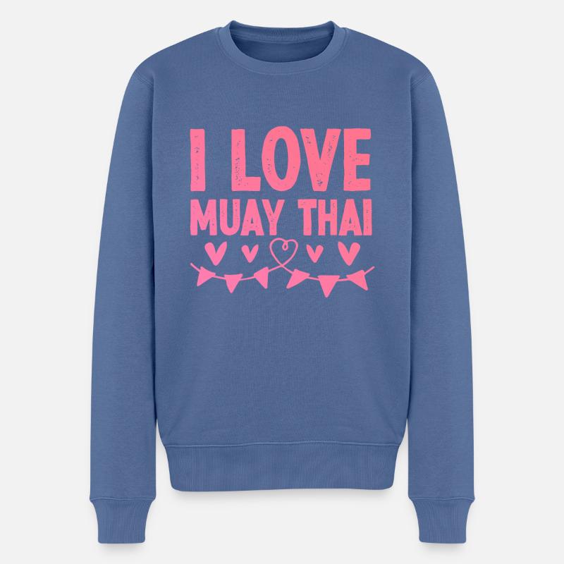 J’adore le Muay Thai - Pull Premium bio Homme - bleu pigeon