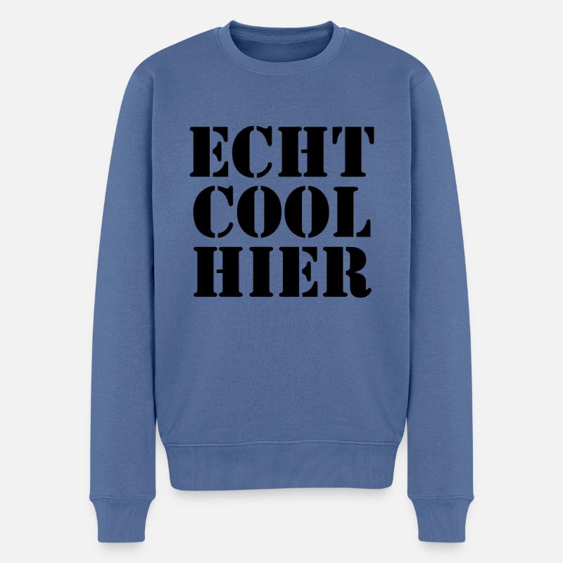 echt cool hier 2 schwarz - Männer Premium Bio Pullover - Taubenblau