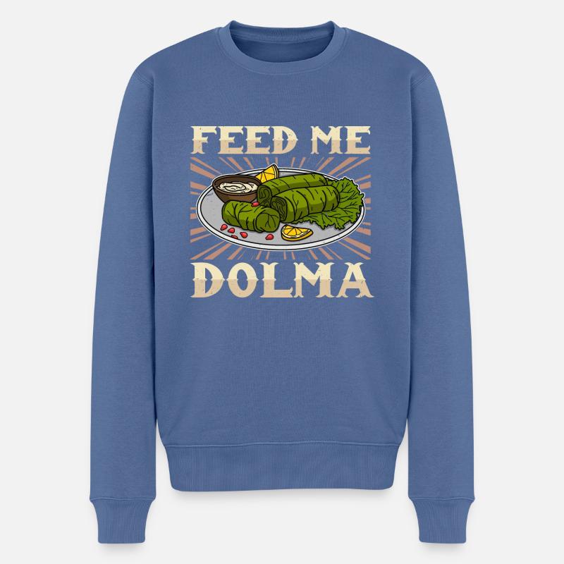 Dolma Balkan Feinschmecker Küche Rezept - Männer Premium Bio Pullover - Taubenblau