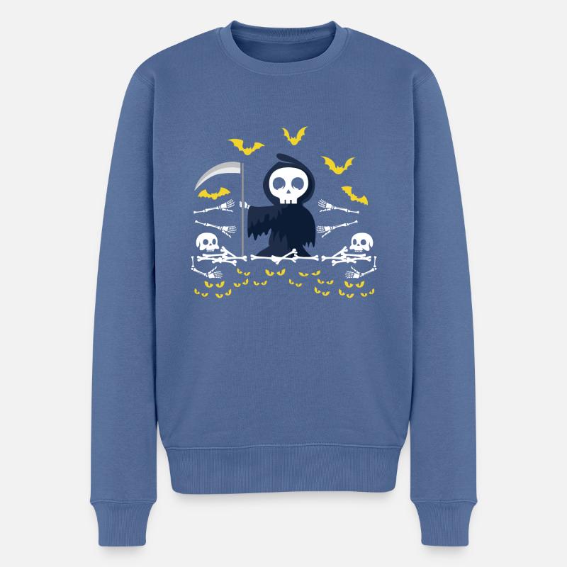 Grim Reaper Skeleton Ficphilia. Gift - Männer Premium Bio Pullover - Taubenblau