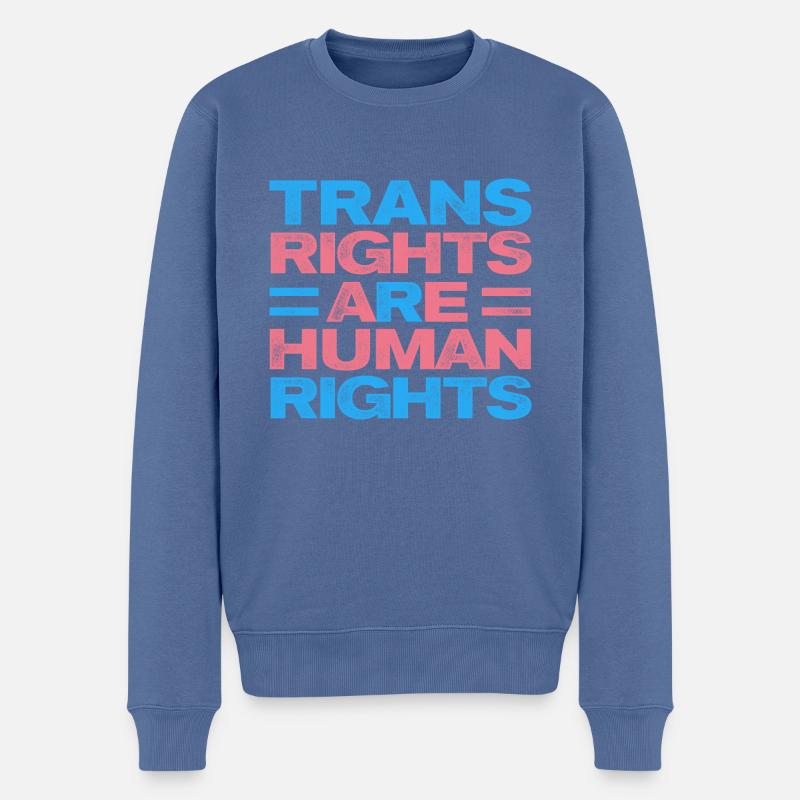 Trans Rights Are Human Rights Gay Rainbow Lgbtq Qu - Männer Premium Bio Pullover - Taubenblau