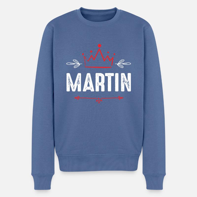 Martin - Männer Premium Bio Pullover - Taubenblau