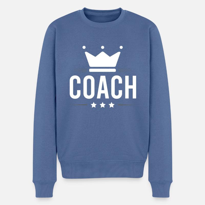 Coach Trainer - Männer Premium Bio Pullover - Taubenblau