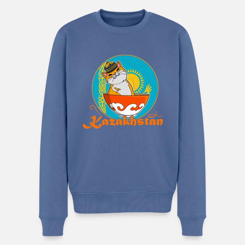 Republik Kasachstan UdSSR Sowjetrepublik Asien - Männer Premium Bio Pullover - Taubenblau