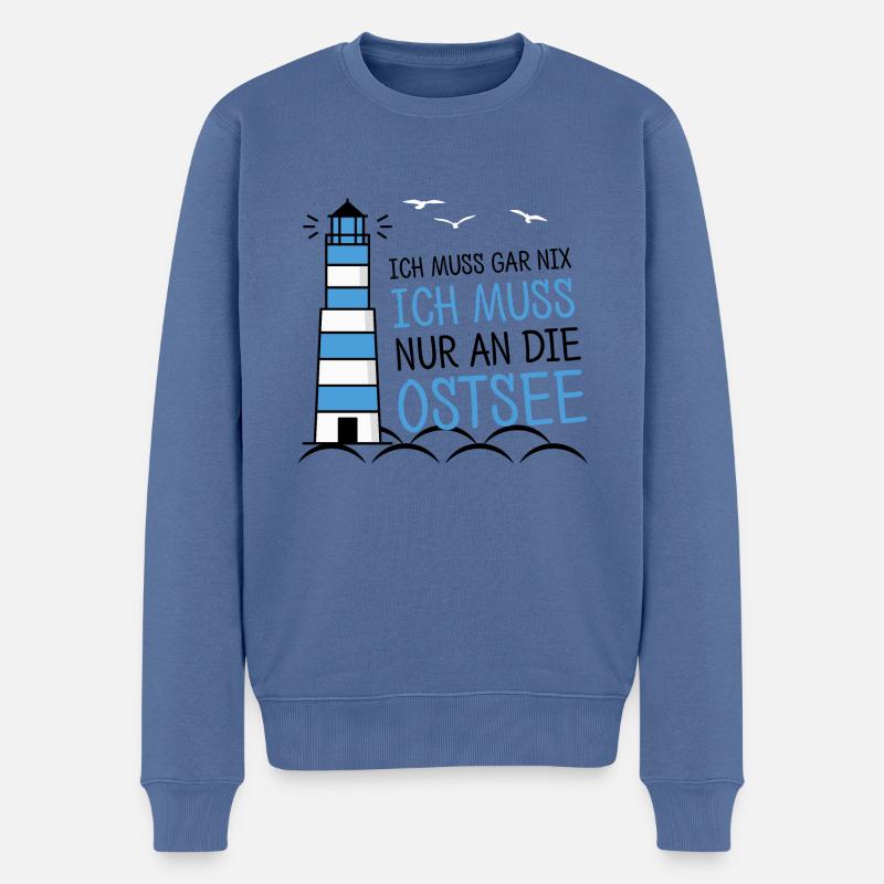 Meer Ich Muss Garnix Ich Muss Nur An die Ostsee St - Männer Premium Bio Pullover - Taubenblau