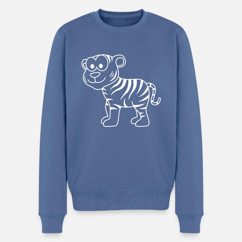 Tiger Comic Tier - Männer Premium Bio Pullover - Taubenblau