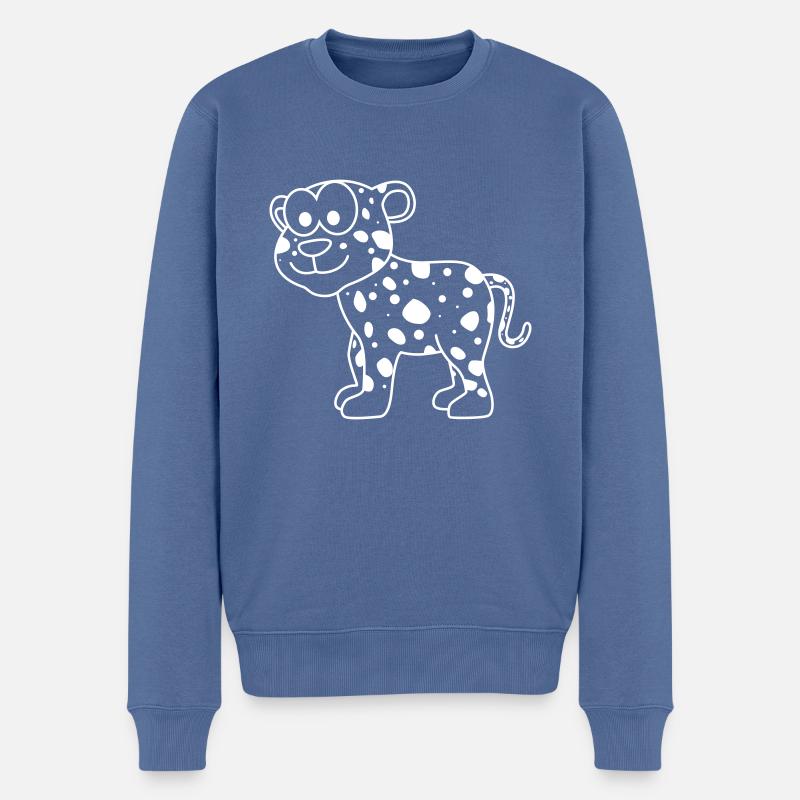 Leopard Comic Tier - Männer Premium Bio Pullover - Taubenblau